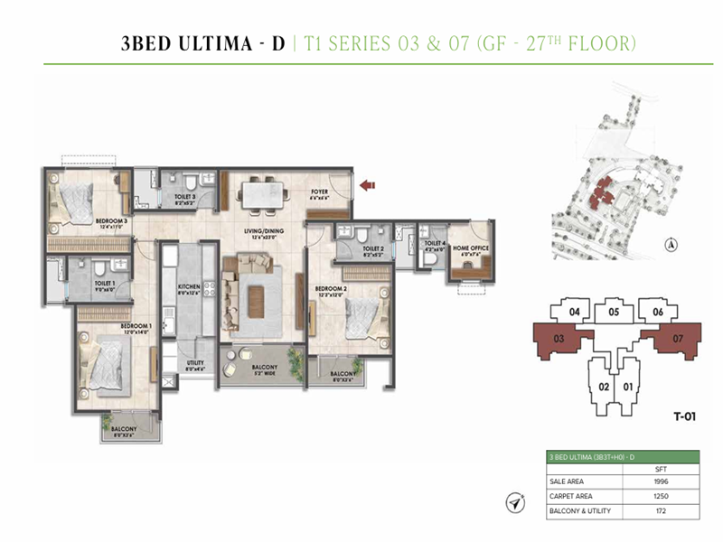 Featured Image of Prestige Fernvale 3 BHK 1996 Sq Ft Floor Plan